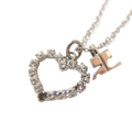 Courreges Necklace Silver Heart Rhinestone Logo Pendant Vintage