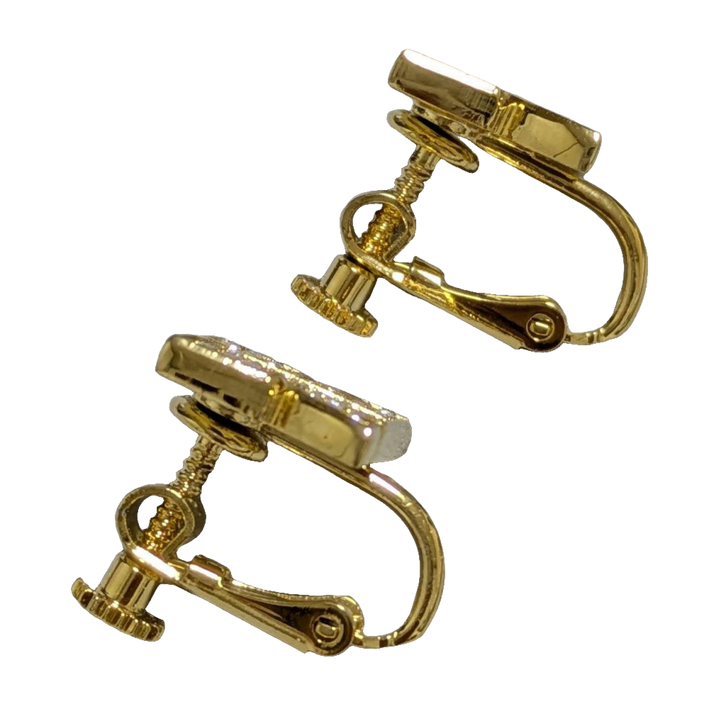 COURRÈGES Boucles d'oreilles clips logo AC entièrement pavé strass doré