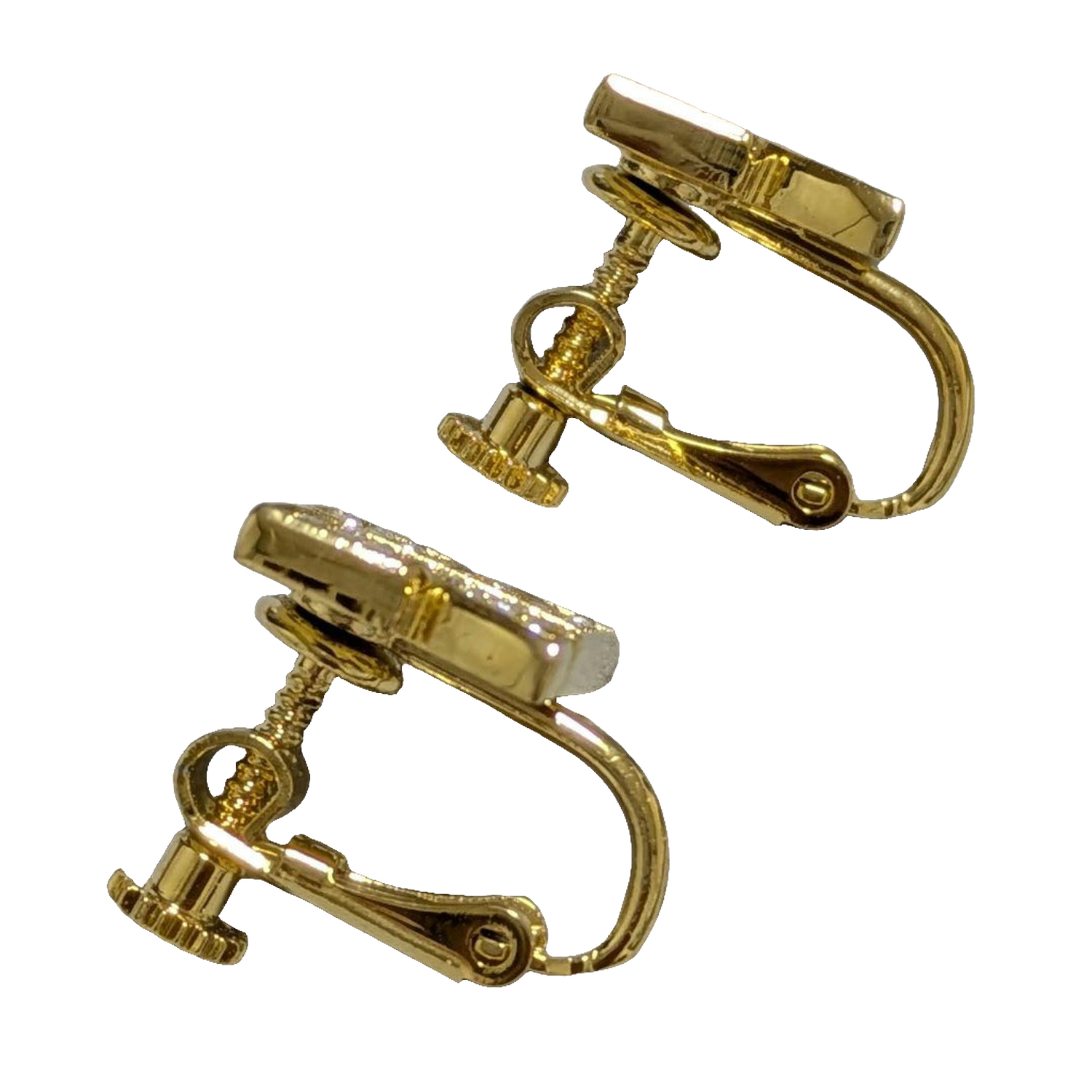 COURRÈGES Boucles d'oreilles clips logo AC entièrement pavé strass doré