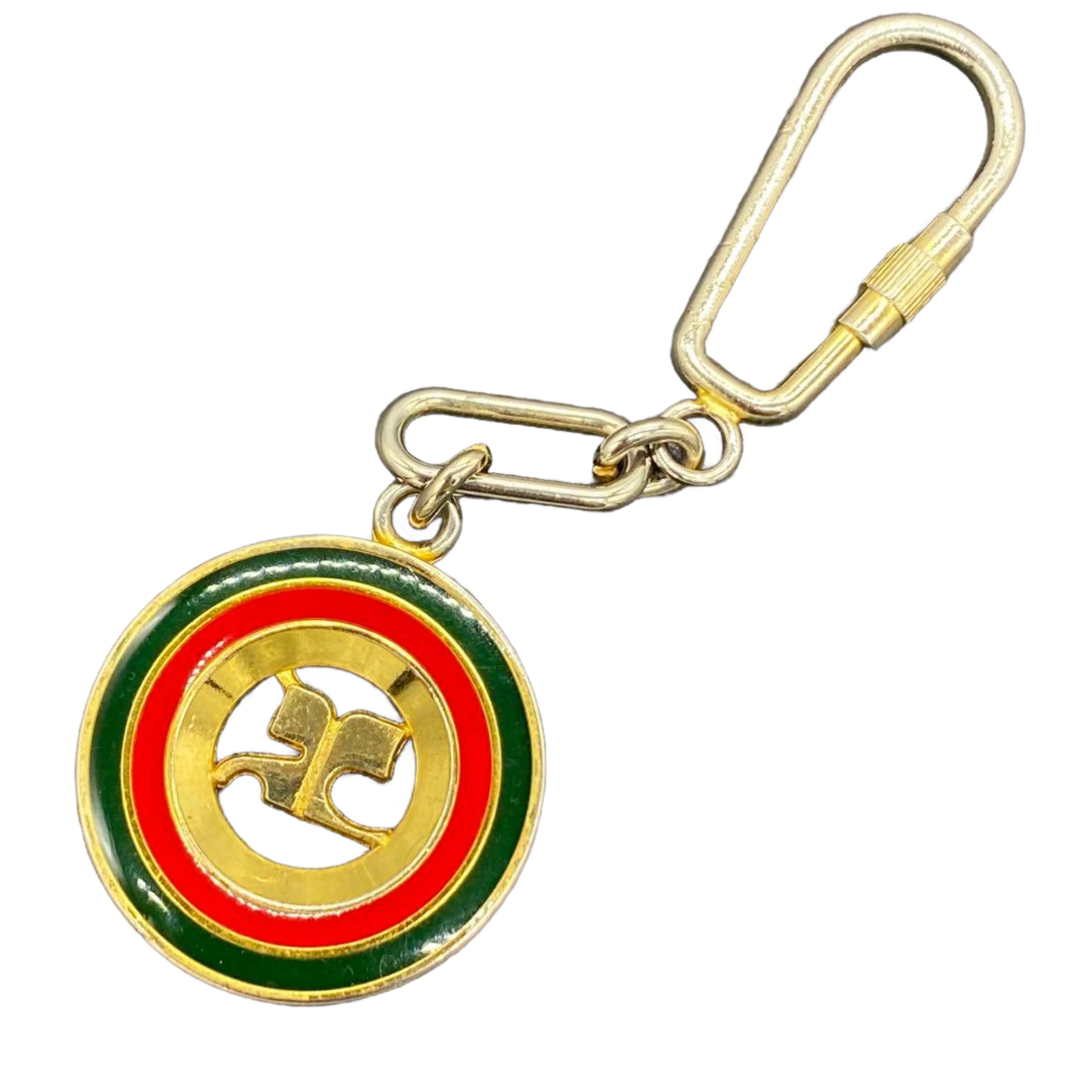 COURRÈGES Porte-clés rond vert rouge jaune logo ac