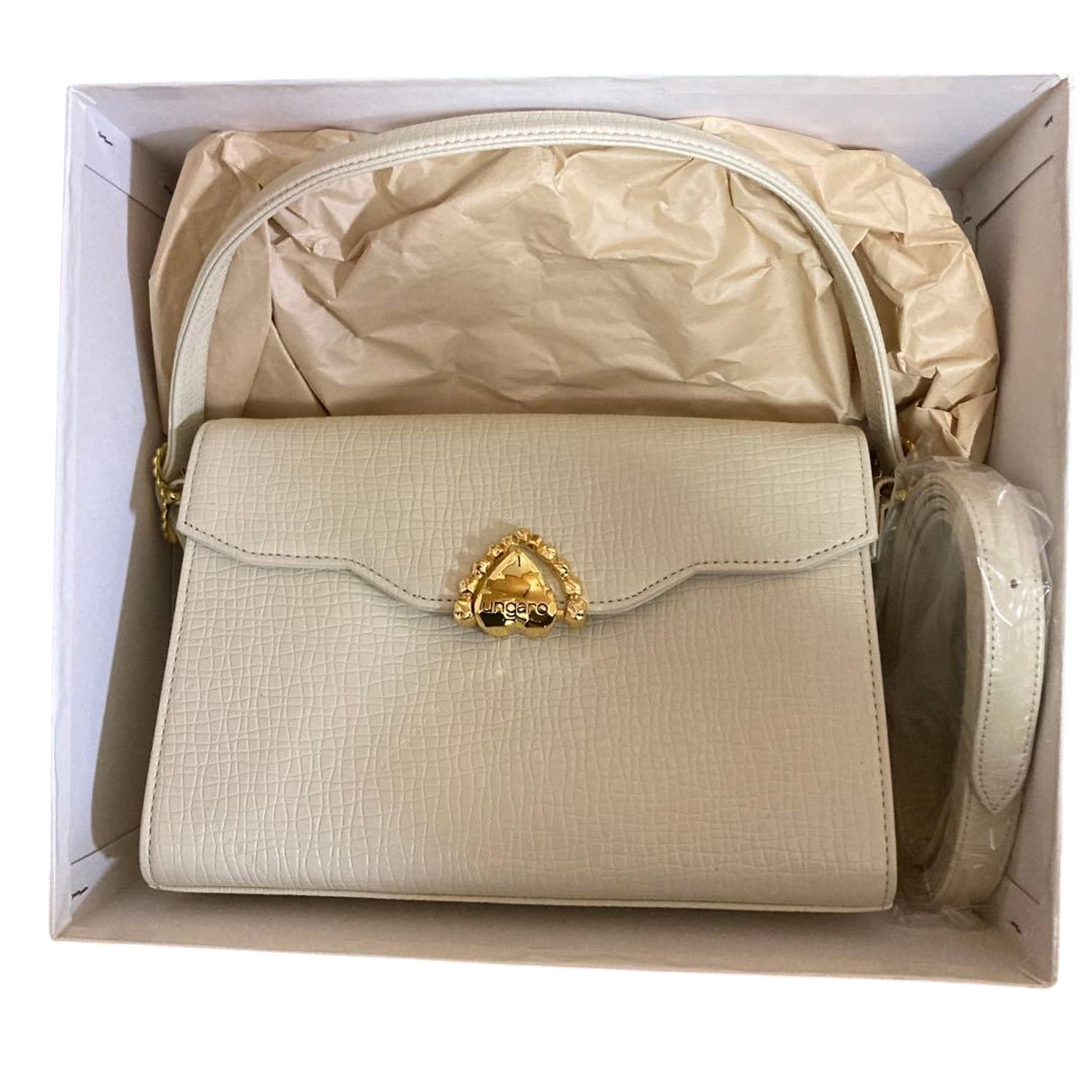 Ungaro Cream Leather Top Handle Bag