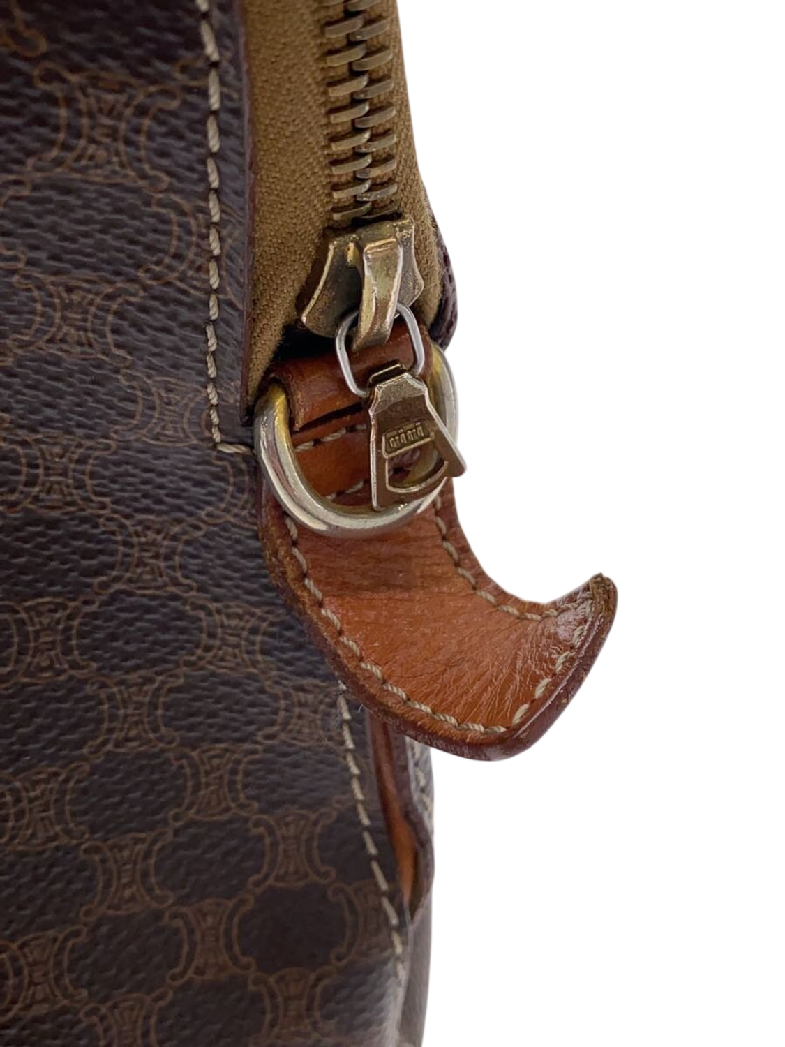 CÉLINE Paris Sac tote à main toile Macadam marron dôme