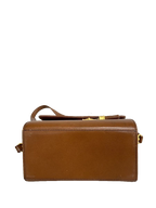 UNGARO Sac bandoulière cuir marron doré fermoir fleur