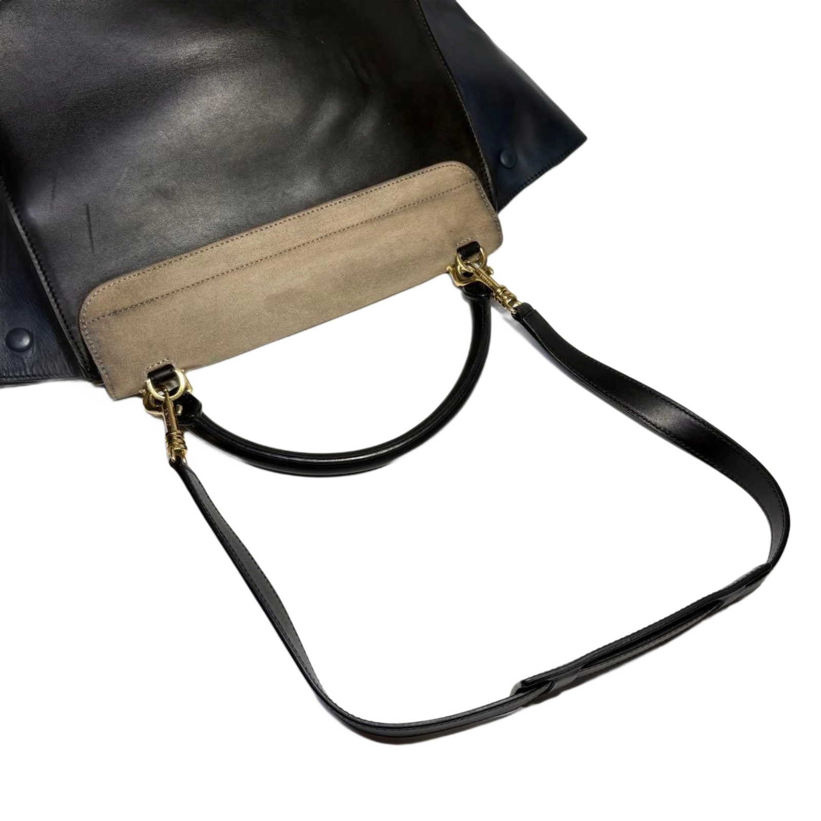 CELINE Sac Trapeze noir & avant beige wbandoulliere