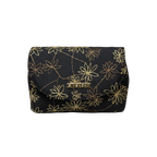 Givenchy Pouch Black Gold Floral Embroidered Clutch Cosmetic Bag