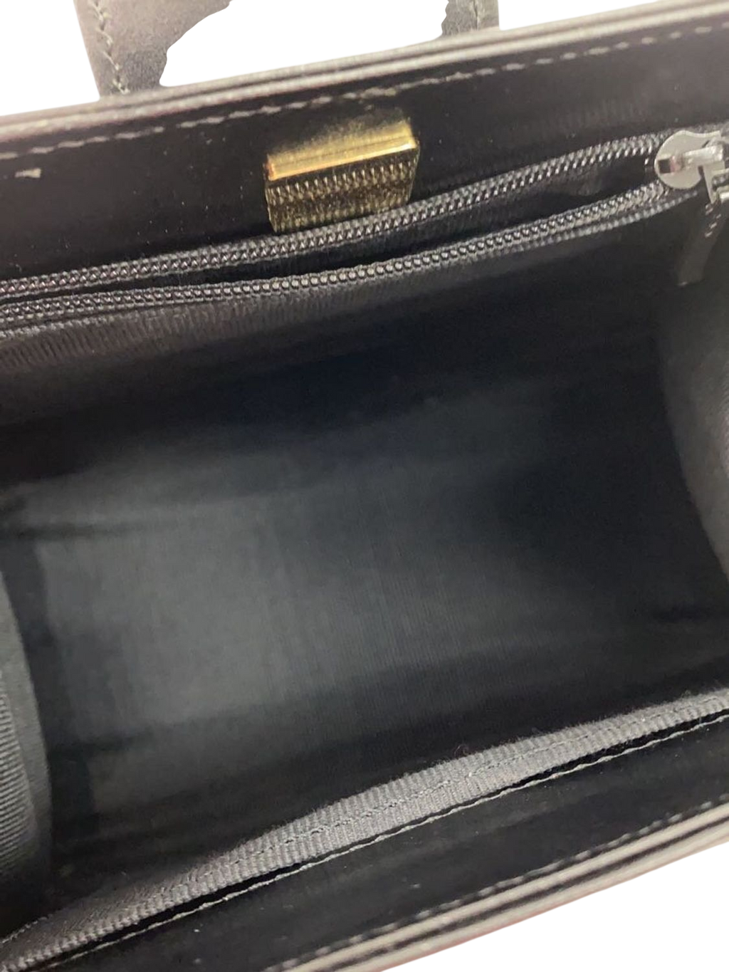 UNGARO Black Leather Top Handle Handbag with Gold Details