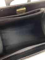 UNGARO Black Leather Top Handle Handbag with Gold Details