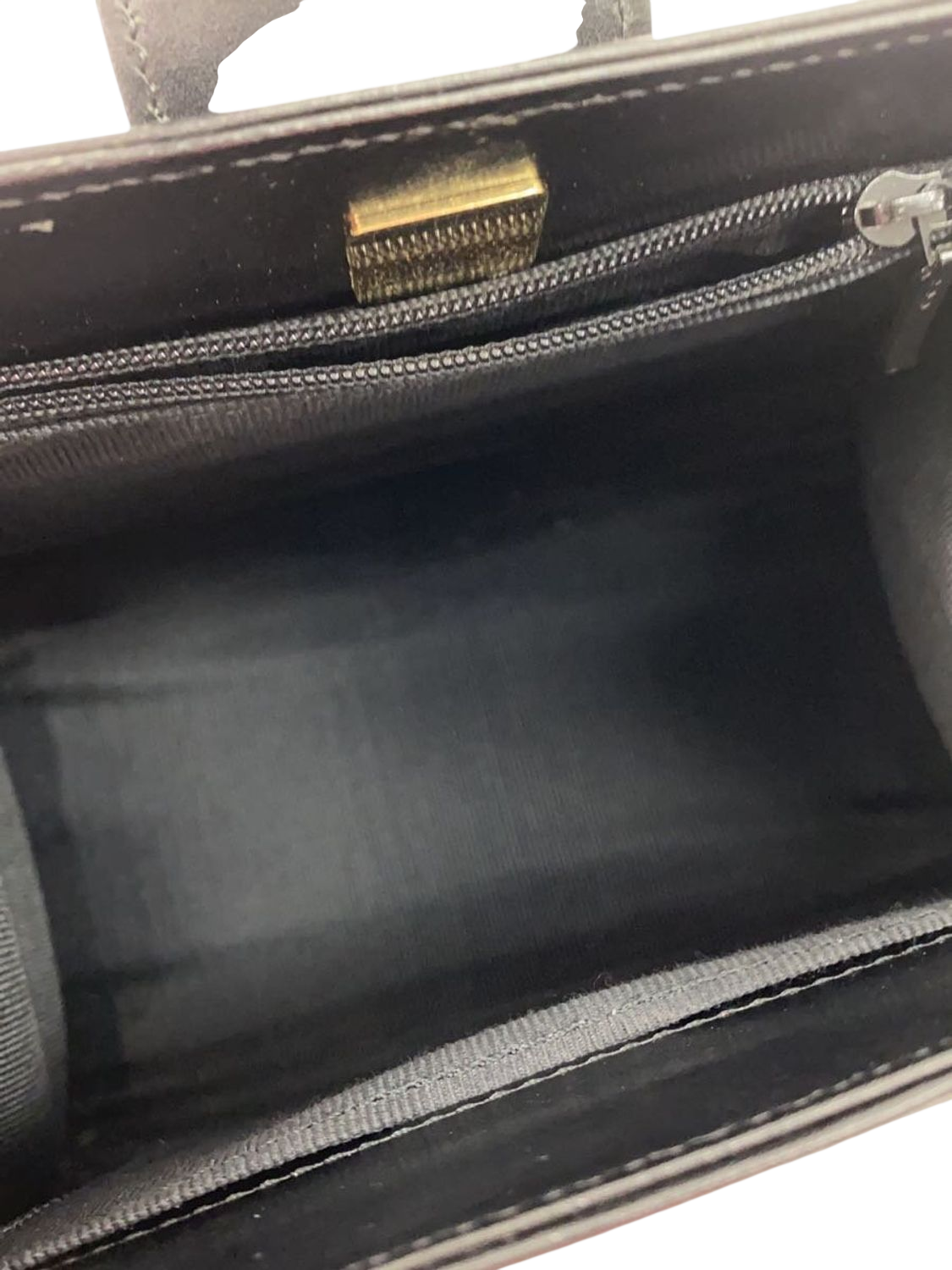 UNGARO Black Leather Top Handle Handbag with Gold Details
