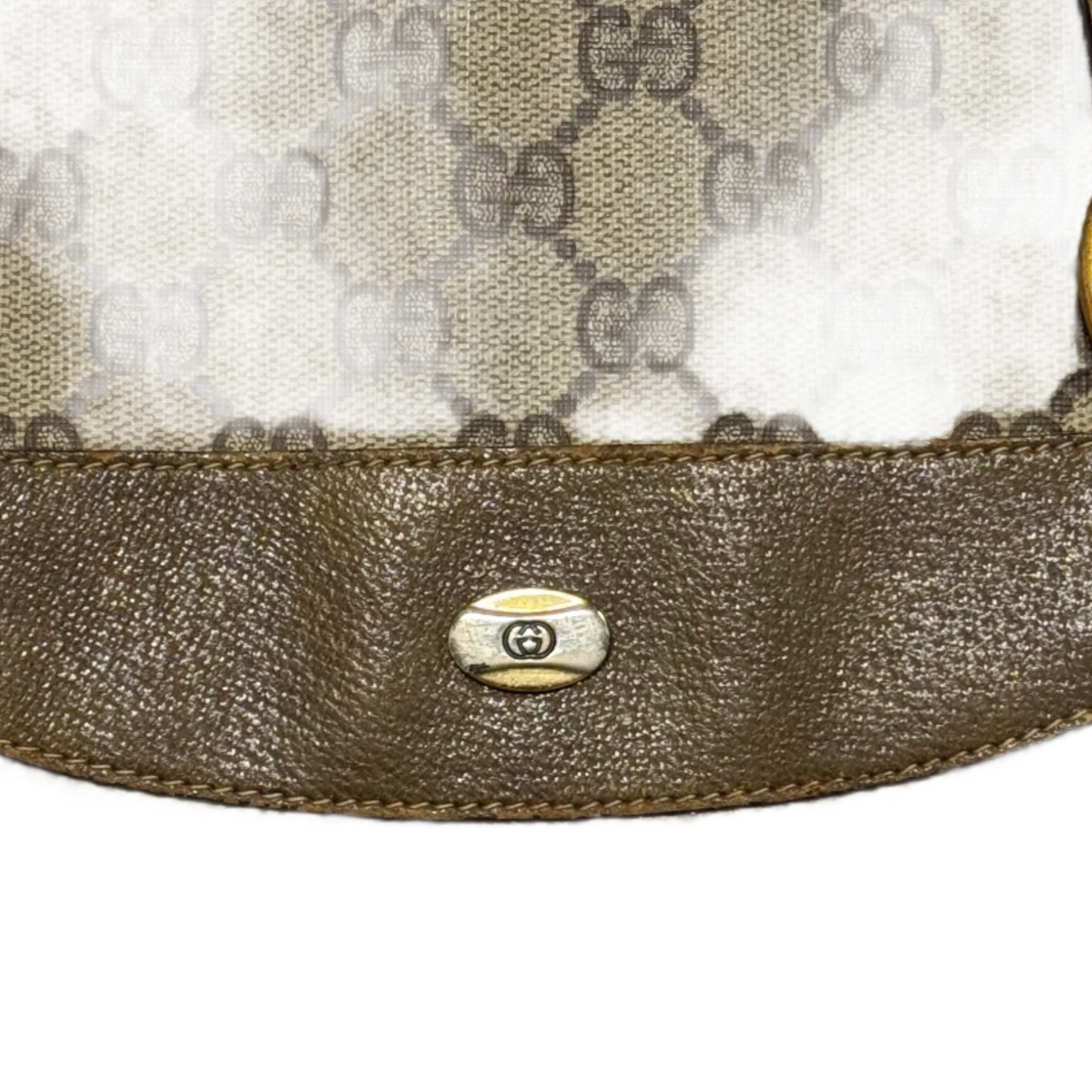 GUCCI Sac cabas monogrammé GG Supreme anse longue cuir & logo gucci plaque or/argent