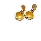 Monet Gold Tone Clip-On Earrings with Red and Clear Rhinestones