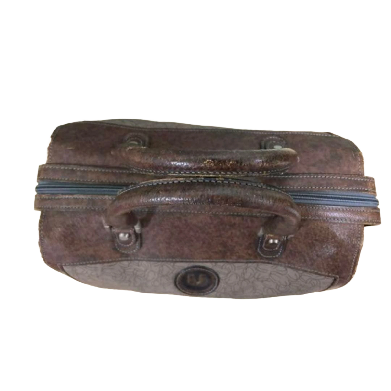 UNGARO Sac à main marron gris vintage monogramme Boston à poignée supérieure