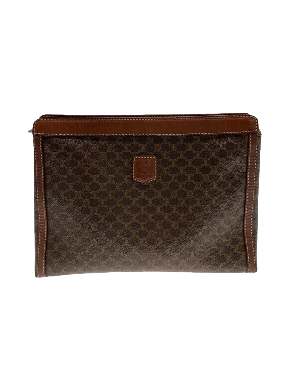 CÉLINE Pochette clutch toile Macadam marron
