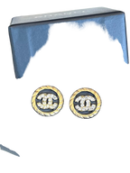 CHANEL Boucles d'oreilles clips or CC strass cristal avec boîte