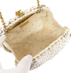 Courrèges Elegant White Woven Mini Bag with Chain Strap
