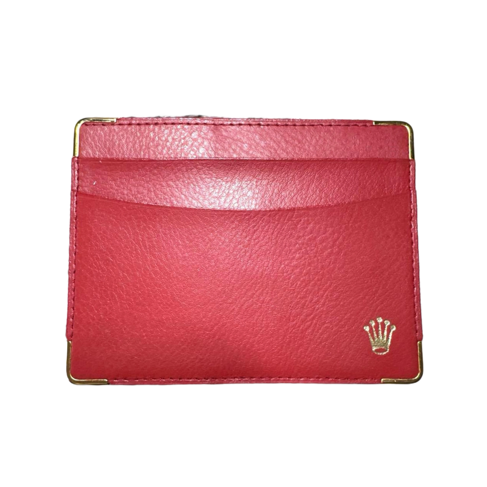 ROLEX Porte-carte cuir rouge logo or