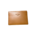 Courrèges Card Holder Brown Leather Vintage Slim ID Window Case