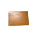 Courrèges Card Holder Brown Leather Vintage Slim ID Window Case