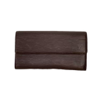 LOUIS VUITTON Portefeuille long Sarah cuir Épi marron quincaillerie dorée