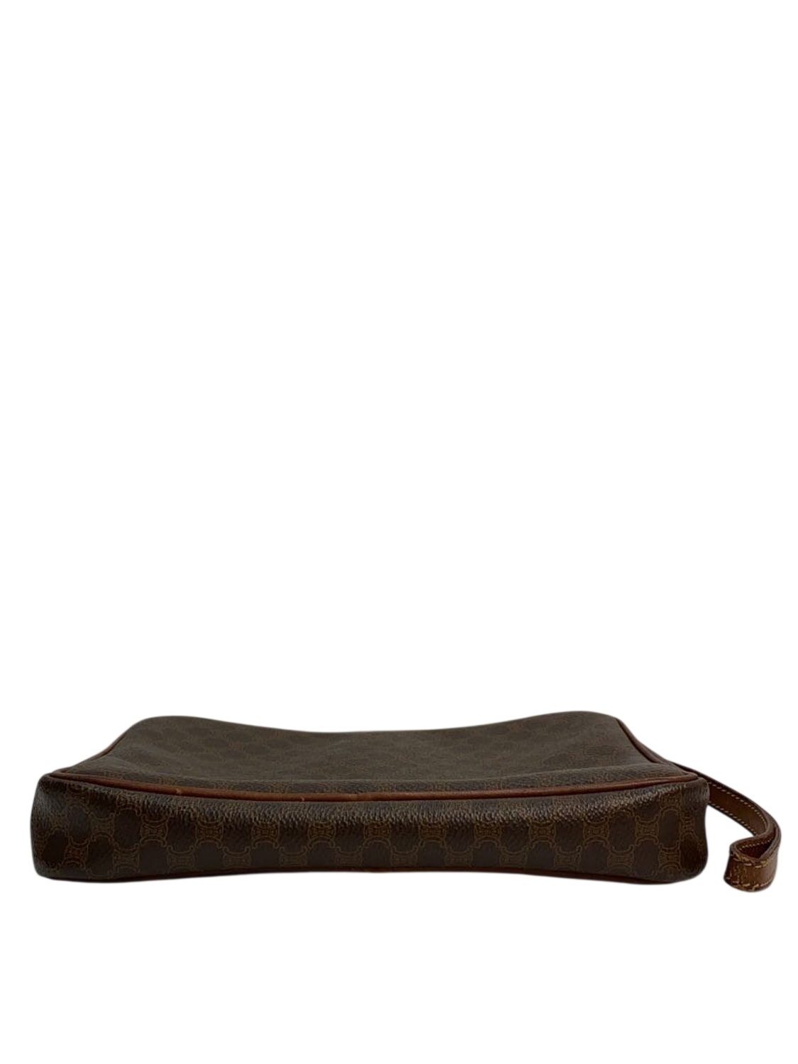 CÉLINE Paris Pochette wristlet toile Macadam marron zip façade