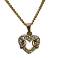 COURRÈGES Collier Pendentif Or Coeur entrelassé et strass Logo