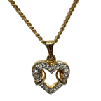 COURRÈGES Collier Pendentif Or Coeur entrelassé et strass Logo