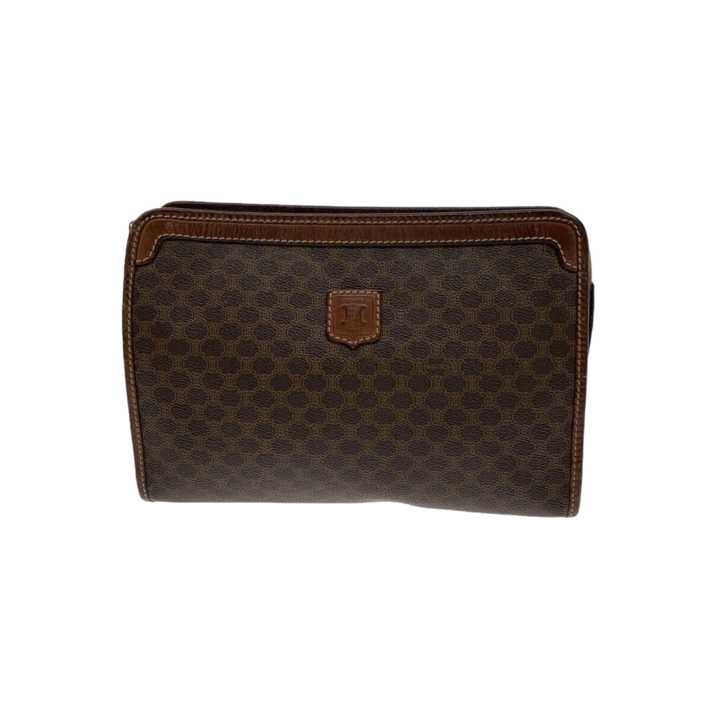 CELINE Pochette Céline macadam et cuir cognac