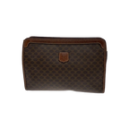CELINE Pochette Céline macadam et cuir cognac
