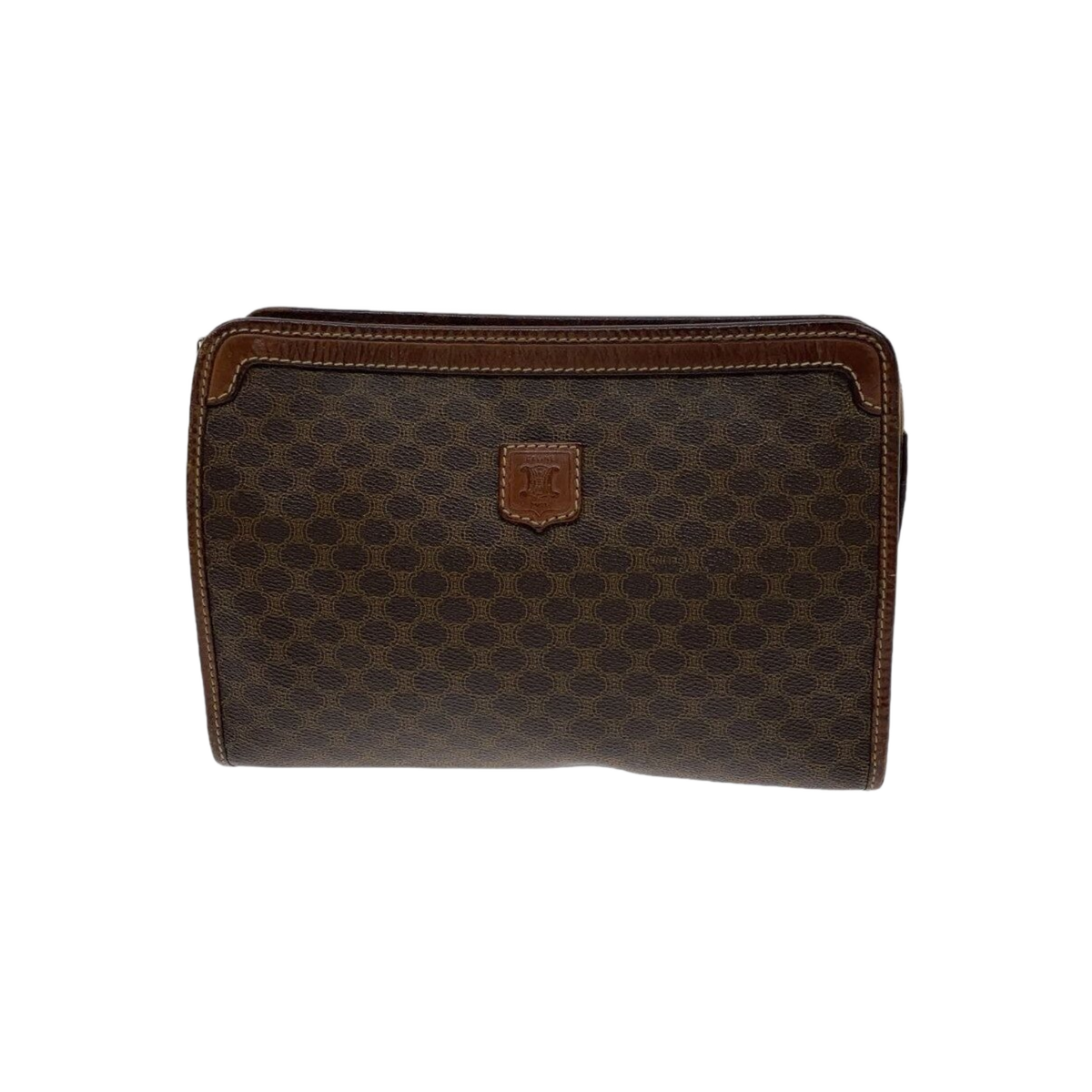 CELINE Pochette Céline macadam et cuir cognac