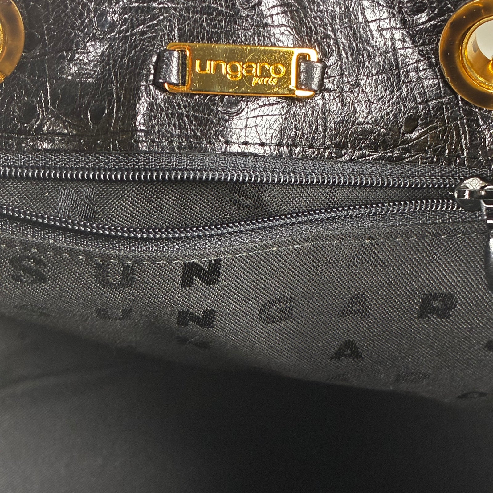 Emanuel Ungaro Ostrich Effect Leather Tote Bag