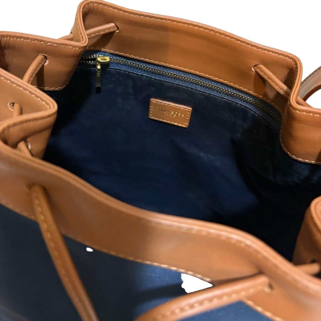 COURRÈGES Sac noé bucket bag bleu marine / camel (avec dustbag)