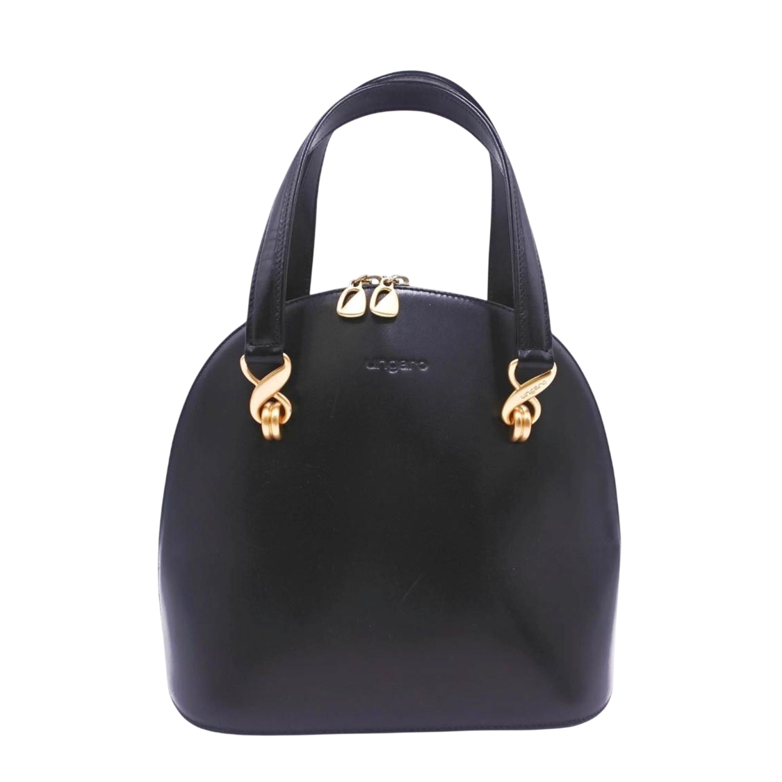 Ungaro Black Leather Top Handle Handbag