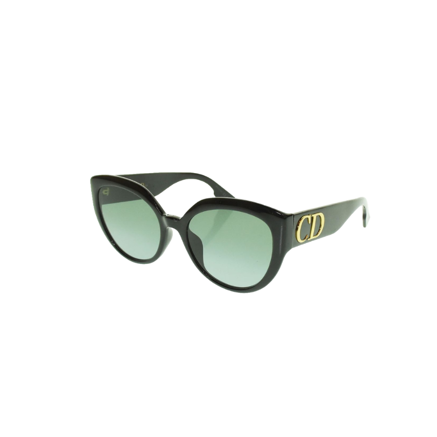 Christian Dior Sunglasses Black Cat-eye Gold CD Logo DDiorF Italy