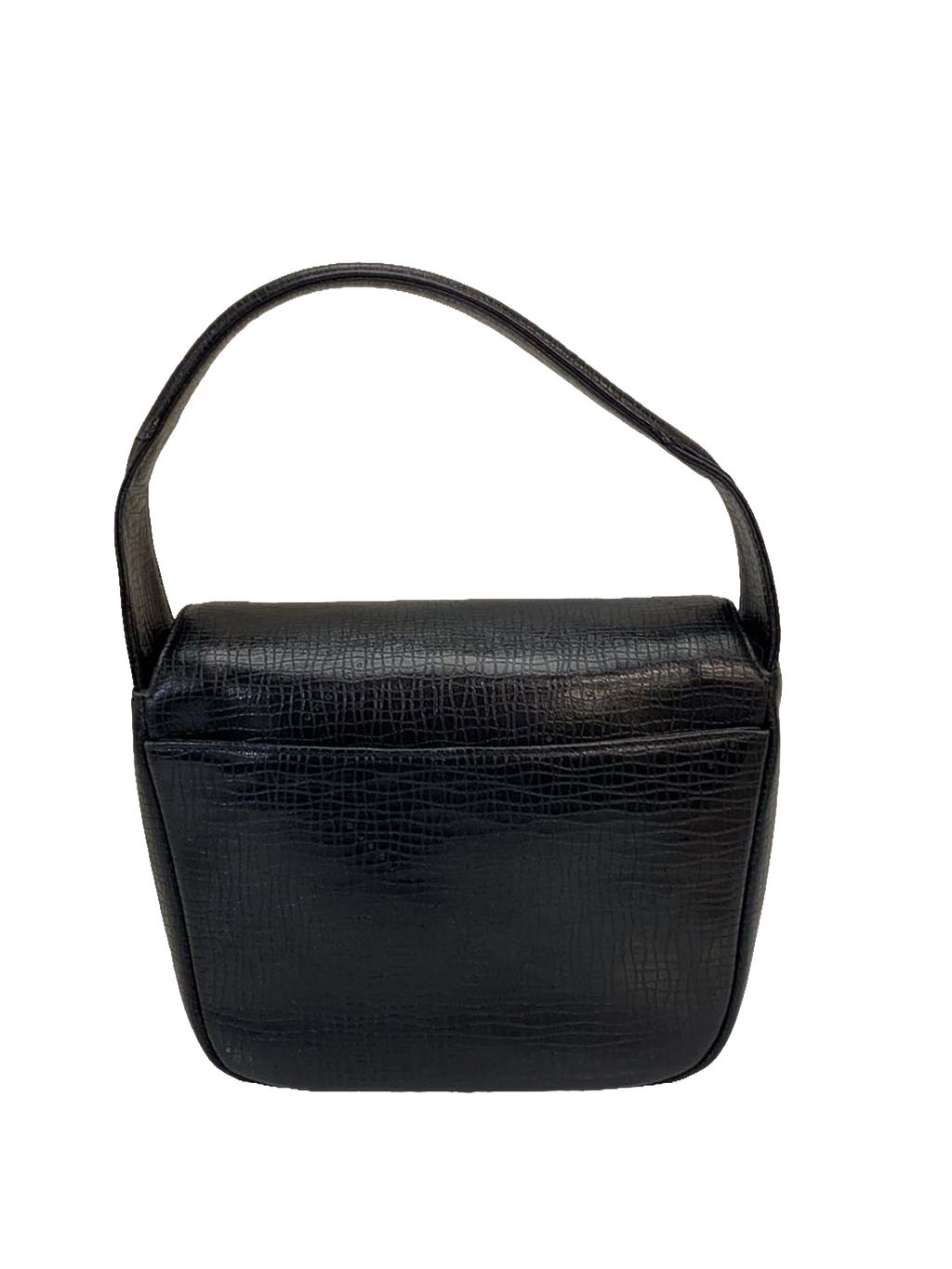 UNGARO Sac de soirée cuir lézard noir fermoir strass doré