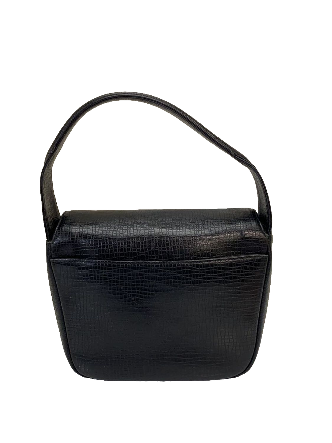 UNGARO Sac de soirée cuir lézard noir fermoir strass doré