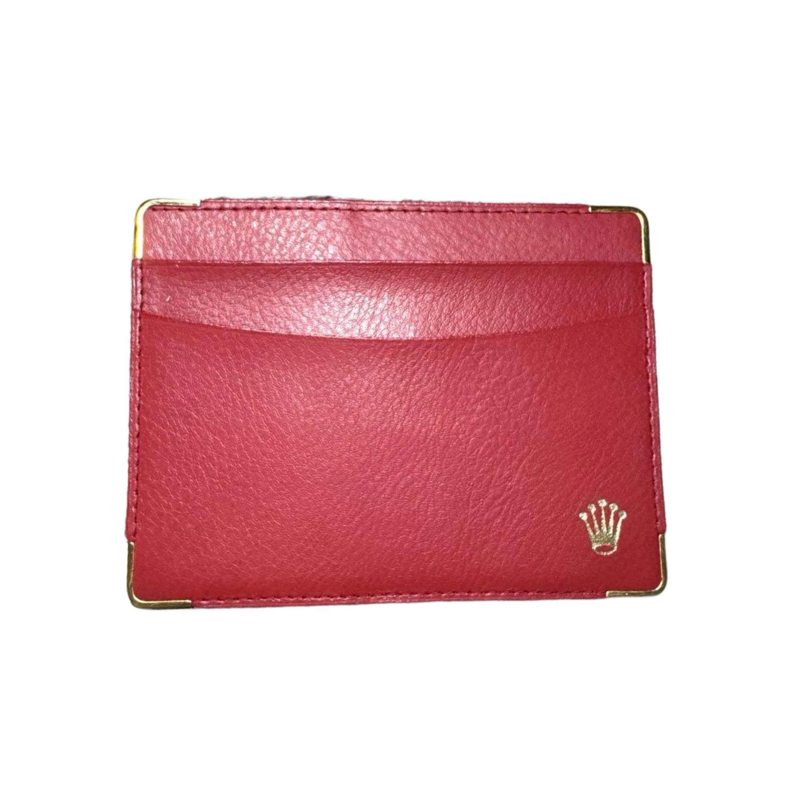 ROLEX Porte-carte cuir rouge logo or
