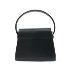 UNGARO Sac à main cuir grainé noir fermoir triangle doré