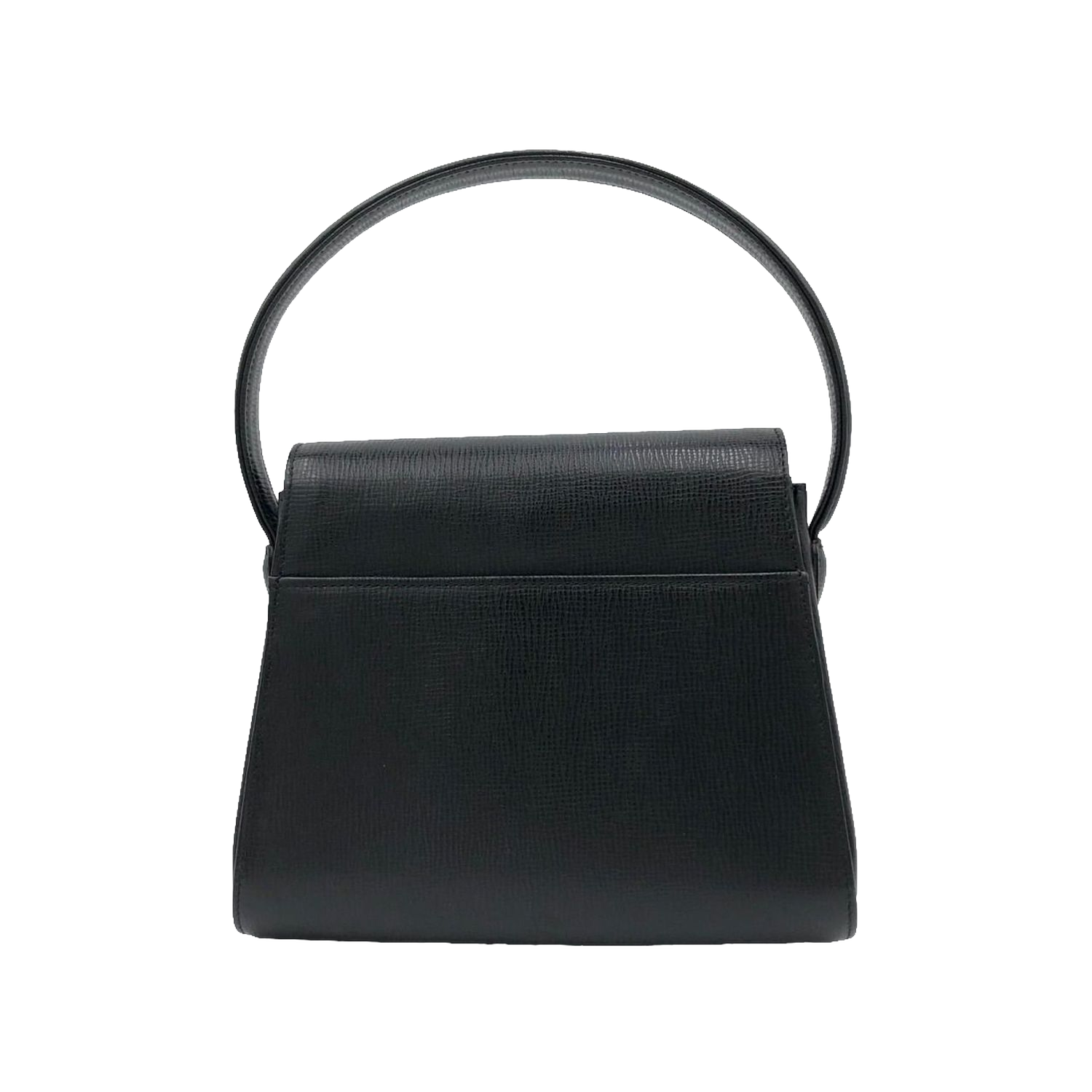 UNGARO Sac à main cuir grainé noir fermoir triangle doré