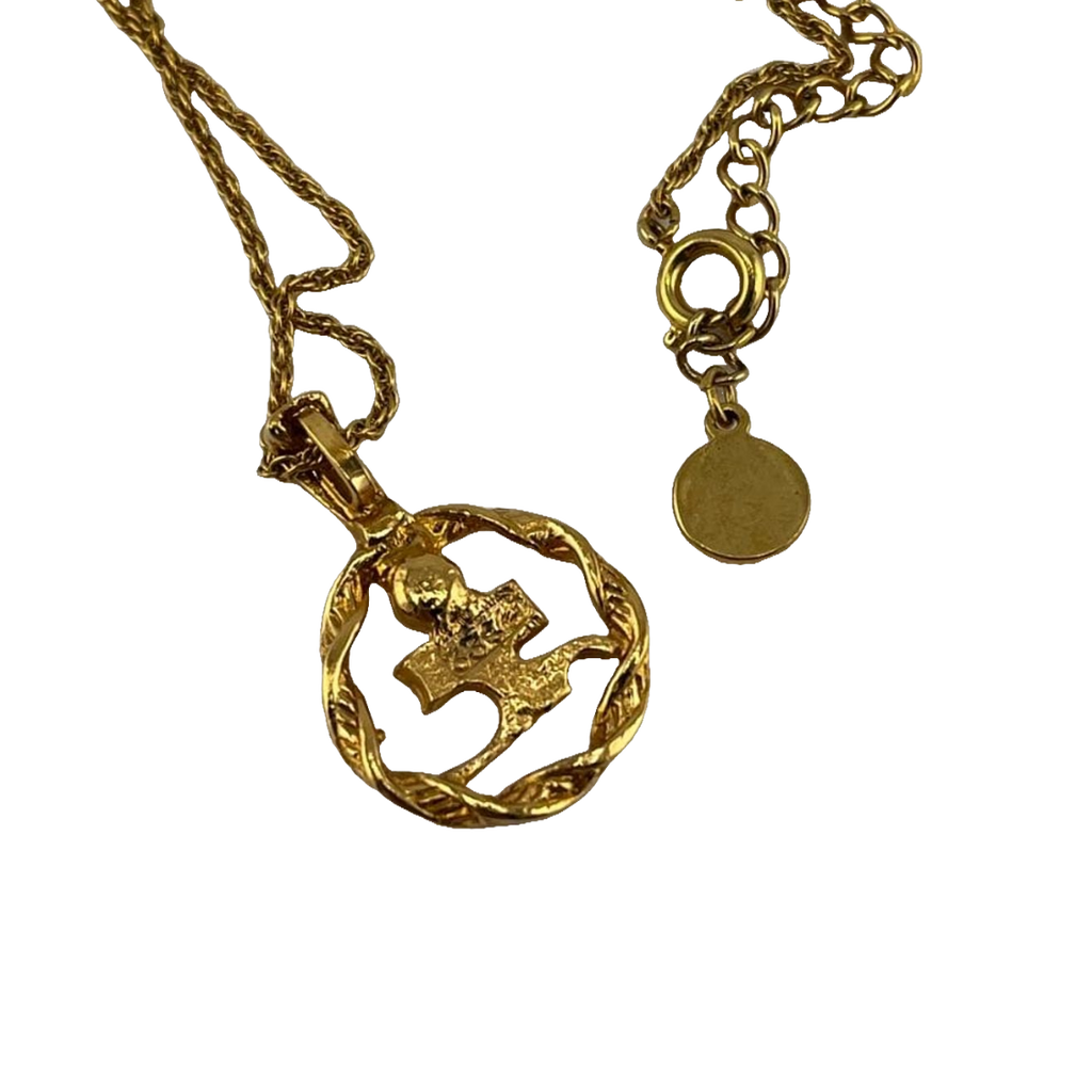 COURRÈGES Collier pendentif initiales AC strass