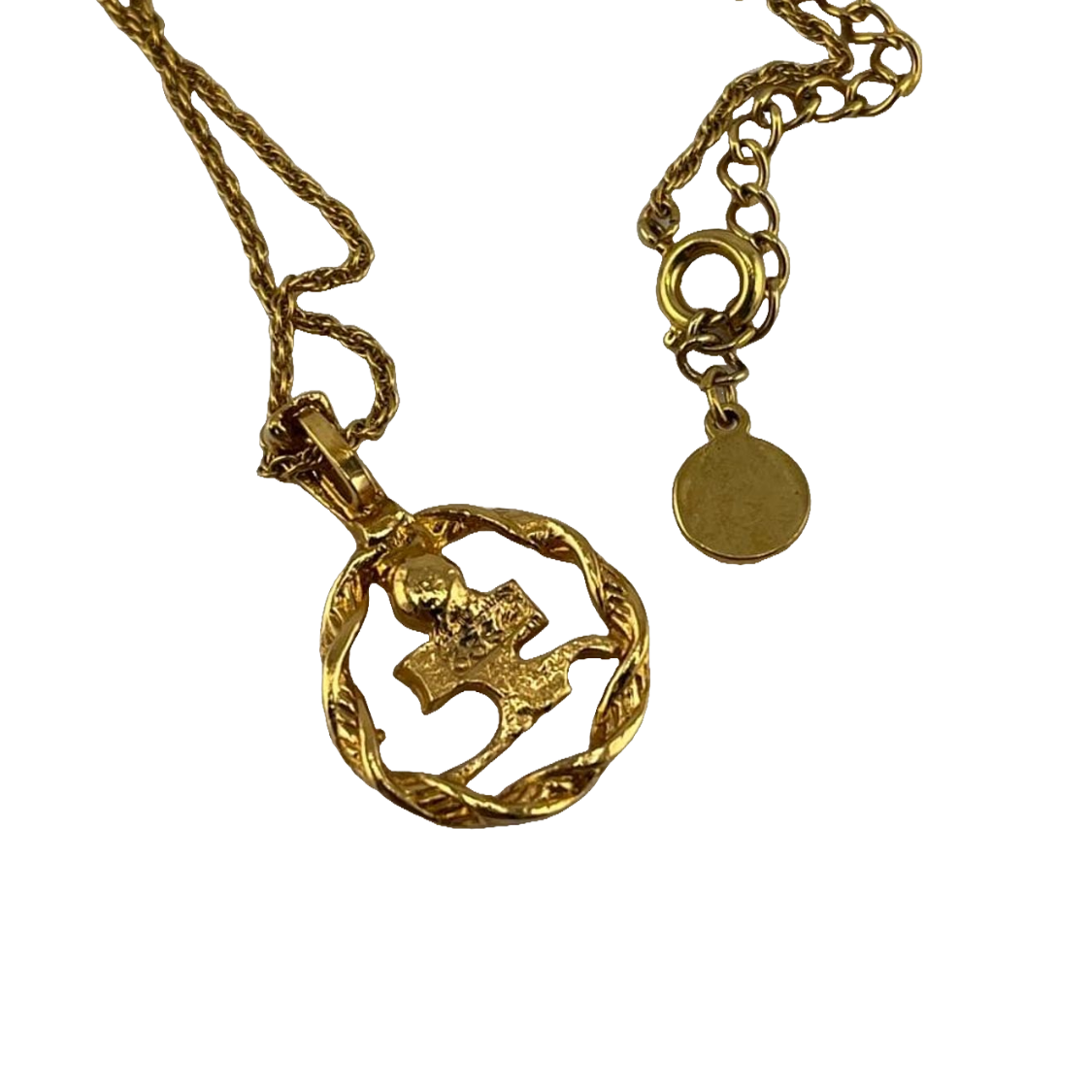 COURRÈGES Collier pendentif initiales AC strass