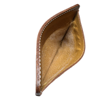 Courrèges Card Holder Brown Leather Vintage Slim ID Window Case
