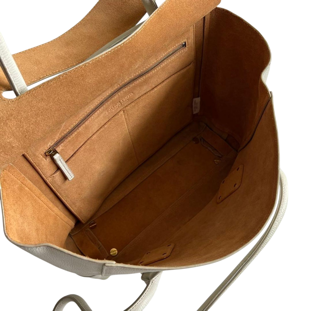 Bottega Veneta Cream Grained Leather Tote Bag