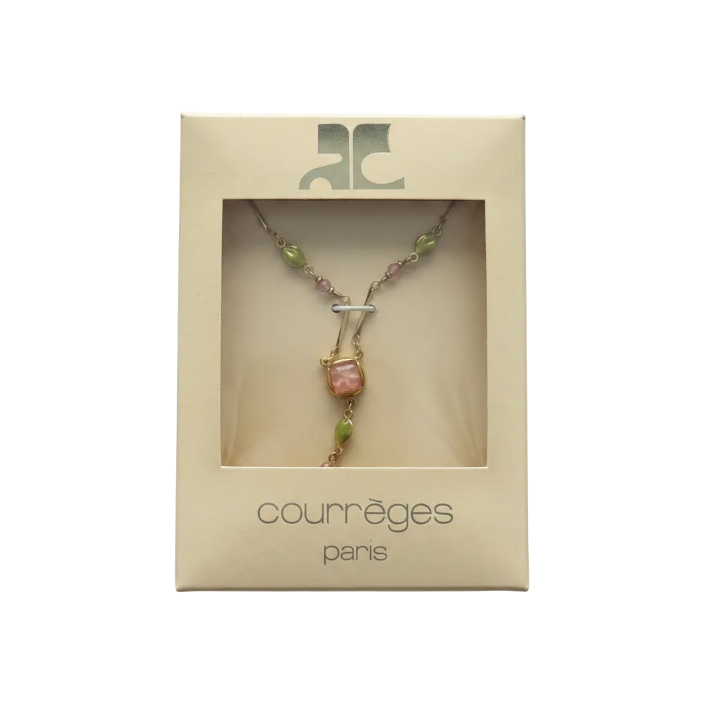 Courrèges Gold Tone Necklaces with Pearl and Beaded Pendants