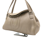 UNGARO Grand sac souple cuir grainé beige taupe logo U