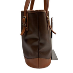 COURRÈGES Tote bag toile enduite marron / camel logo AC