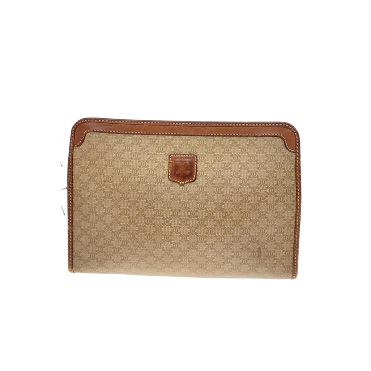 CELINE Pochette macadam beige et cuir
