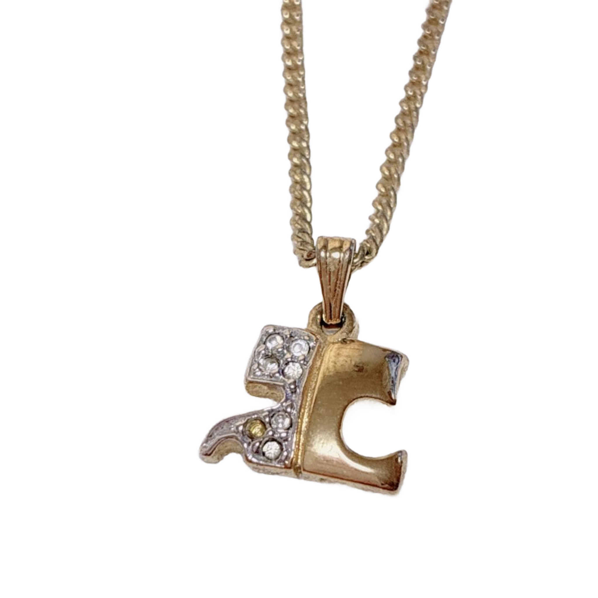 COURRÈGES Collier initiale logo ac or et strass