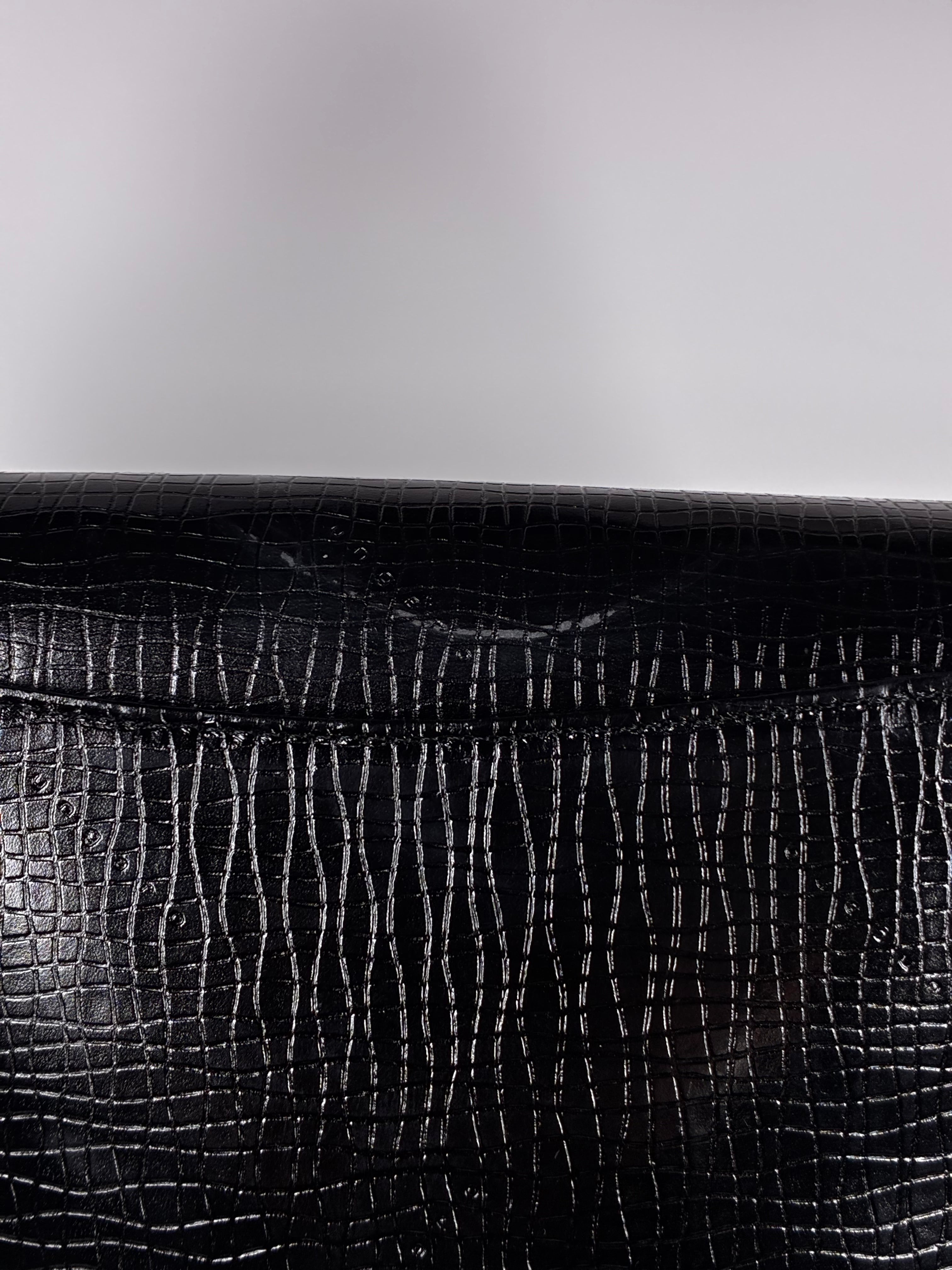 Ungaro Sac à Main en cuir embossé crocodile noir