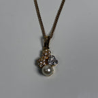 Courreges White Gold-tone Pearl and Rhinestone Necklace