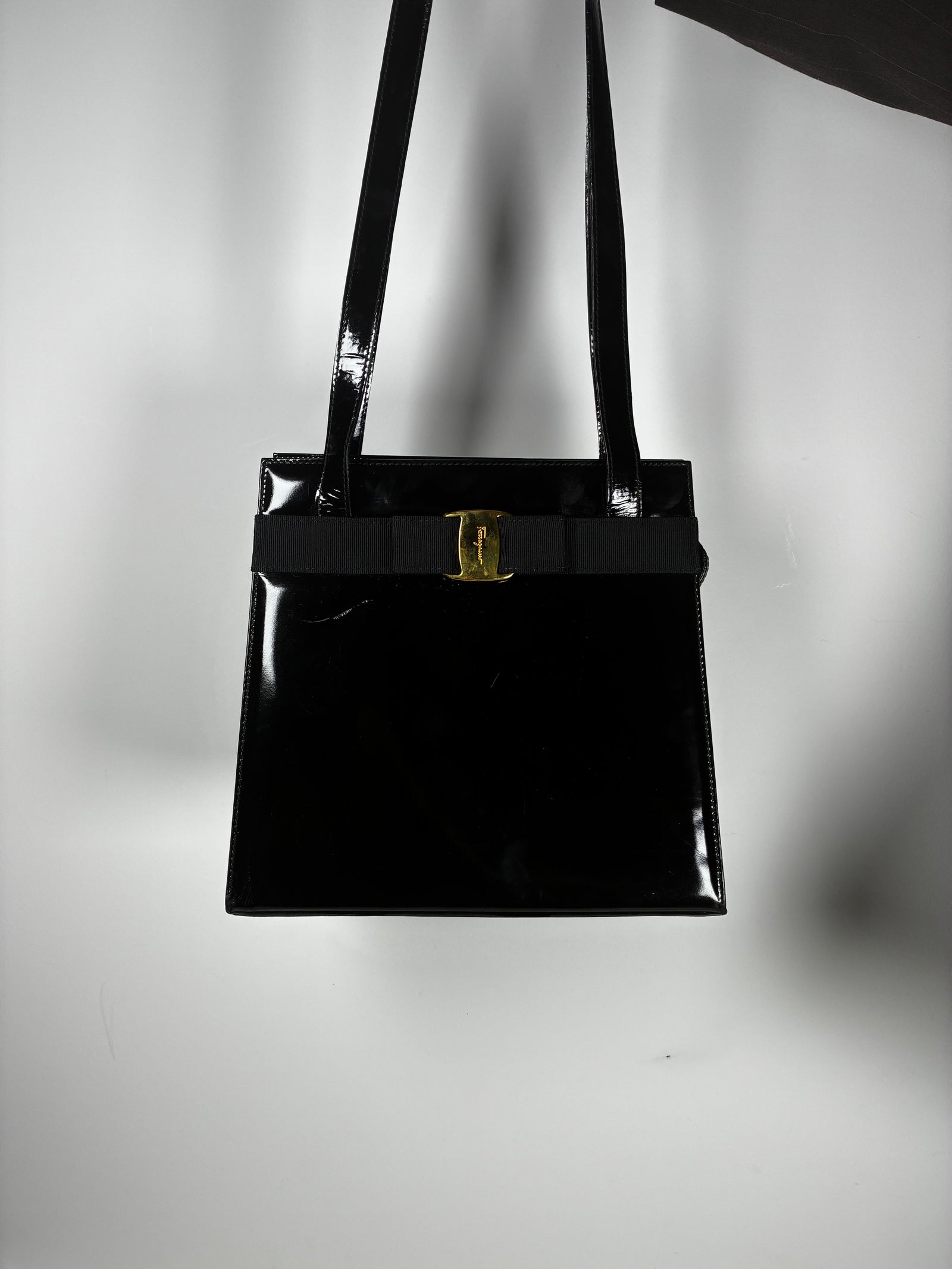 Salvatore Ferragamo Vara bag in black patent leather