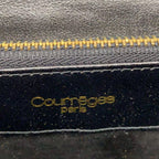 COURRÈGES Pochette bandoulière cuir effet croco noir logo doré